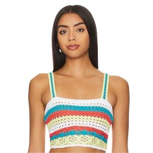 Solid & Striped Emily Top Crochet Vertical Stripes Crop Tank Sz LG Revolve‎ NWT